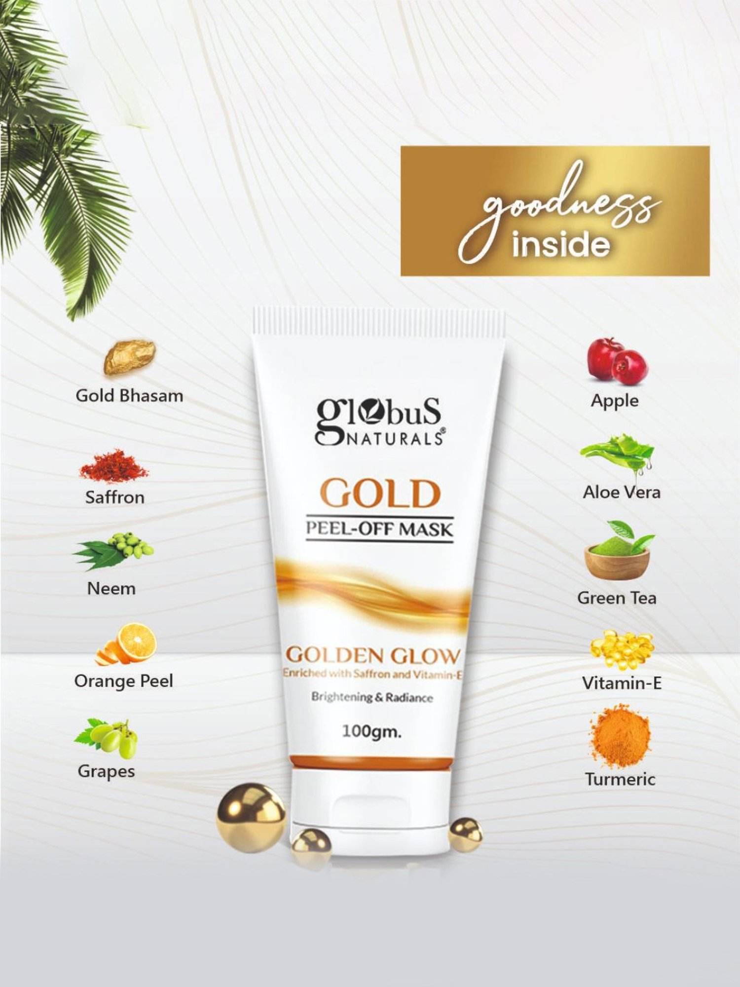 Globus Naturals Gold Peel-Off Mask - Pack of 3