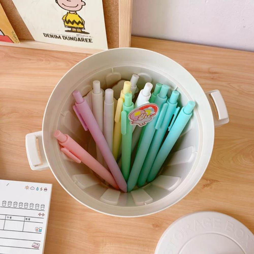 1 Pcs Desktop Trash Can Simple Solid Storage Color Desktop Pencil Pen Holders Stand with Cover Stationery Cosmetic Sundry Storage Box Manage Case