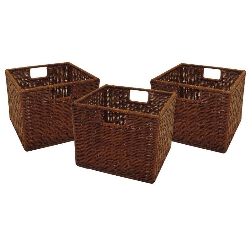 Set of 3 Winsome Cube Storage Basket Antique Walnut