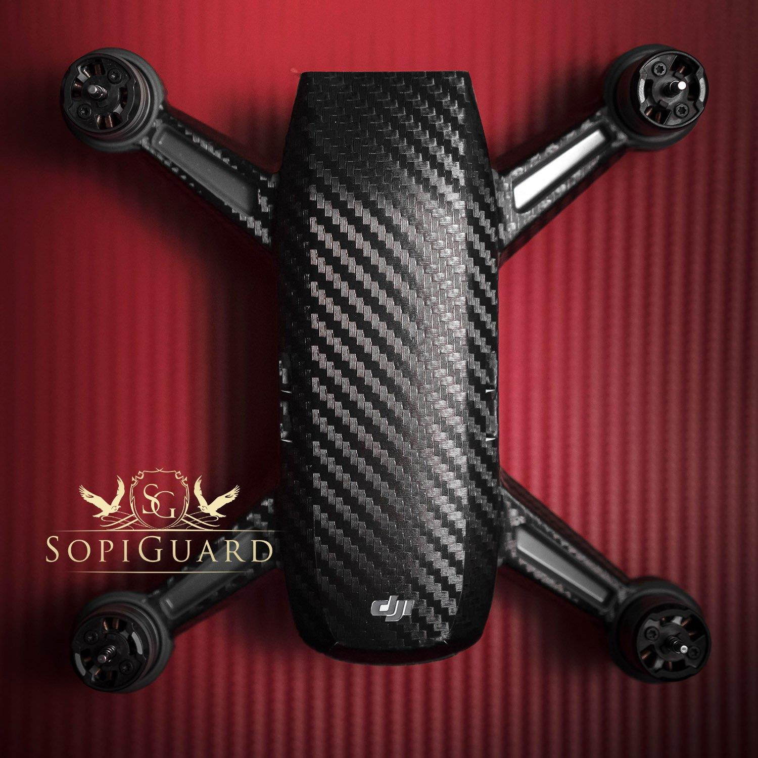 SopiGuard 3M White Carbon Fiber Precision Edge-to-Edge Coverage Vinyl Sticker Skin Controller 3 x Battery Wraps for DJI Spark