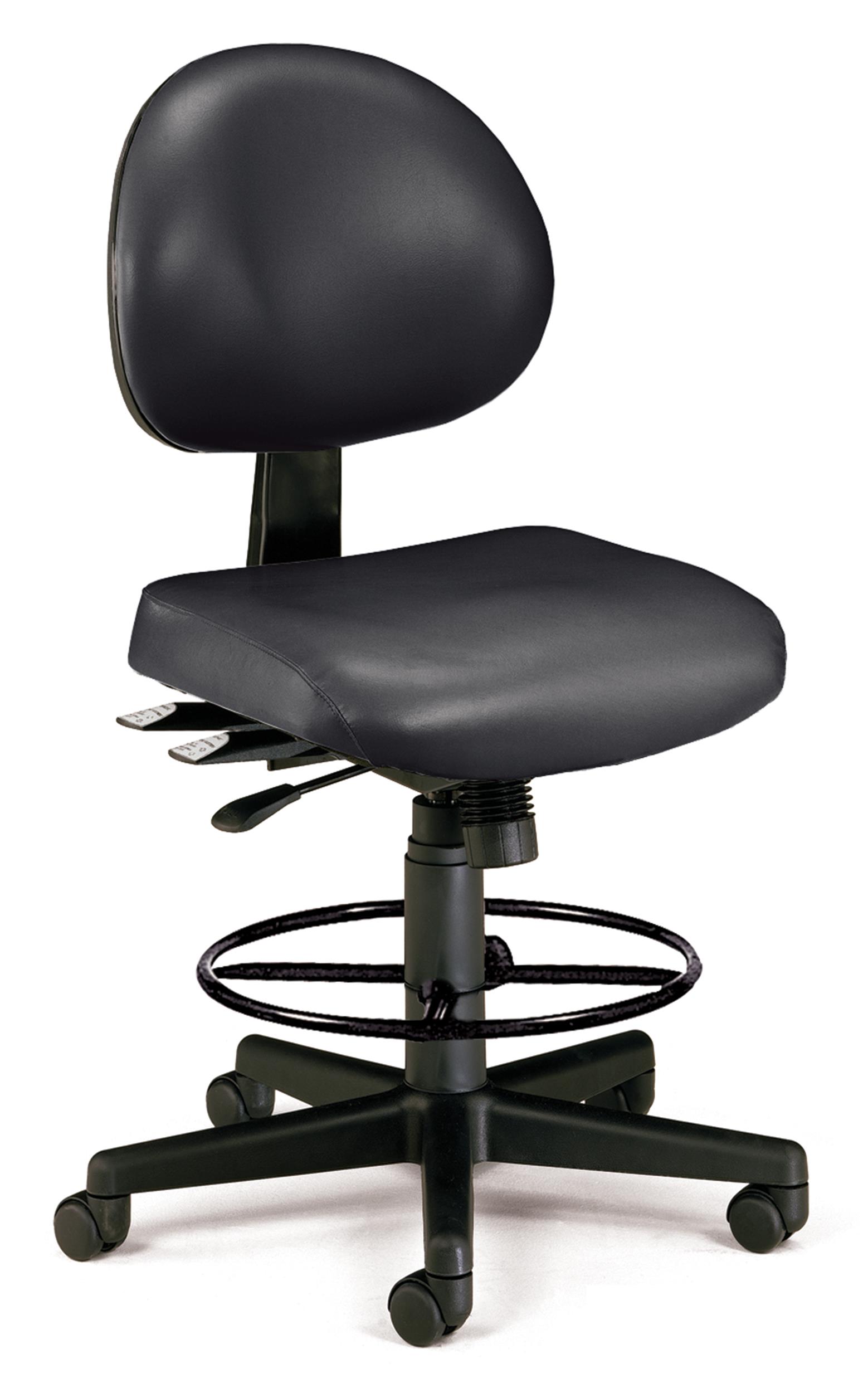 OFM 24 Hour Ergonomic Armless Task Chair with Drafting Kit, Anti-Microbial/Anti-Bacterial Vinyl, in Black (241-VAM-DK-606)