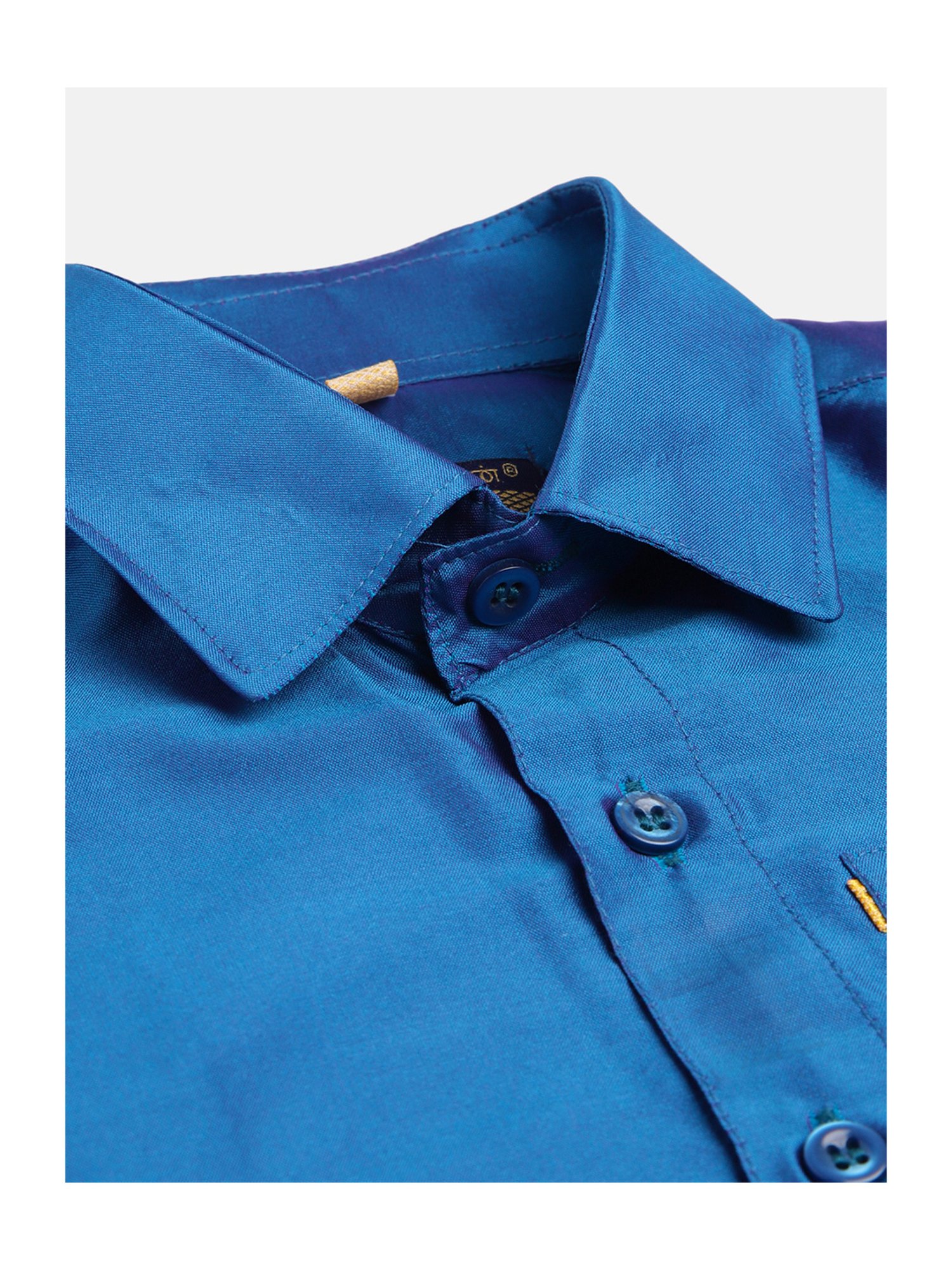 THANGAMAGAN Kids Blue Solid Shirt