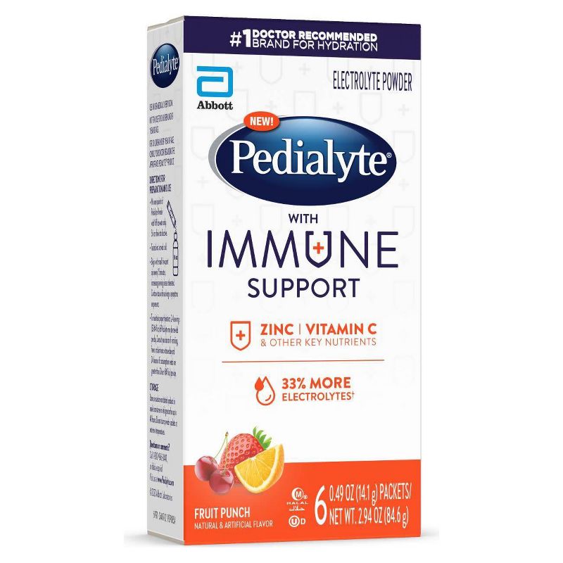 Pedialyte Immune Support Electrolyte Powder - Fruit Punch - 3.6oz