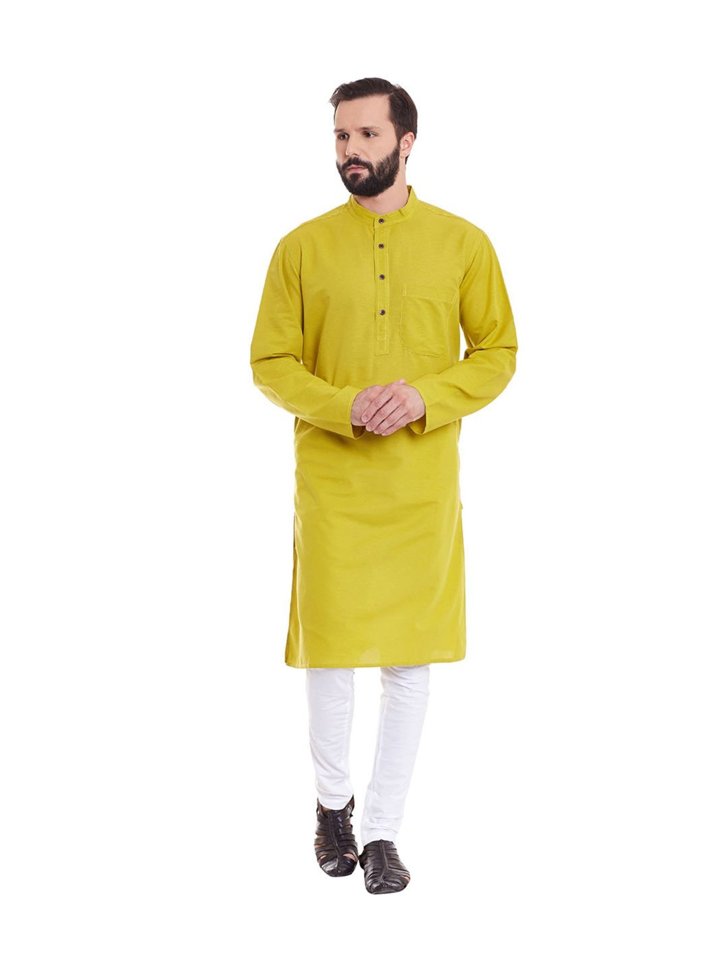 Even Yellow Linen Kurta