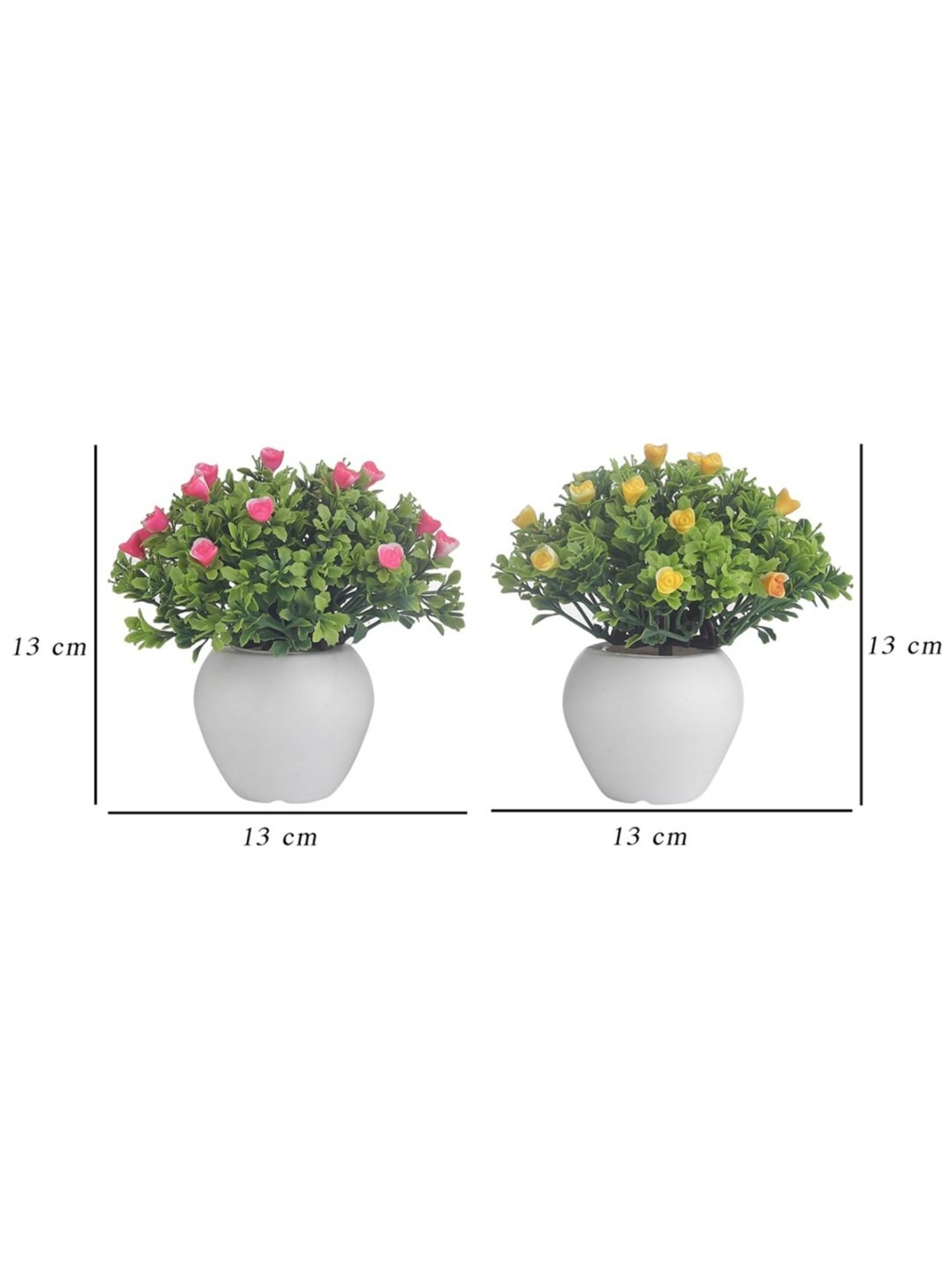 Foliyaj Multicolor Plastic Artificial Mini Bush - Set of 2