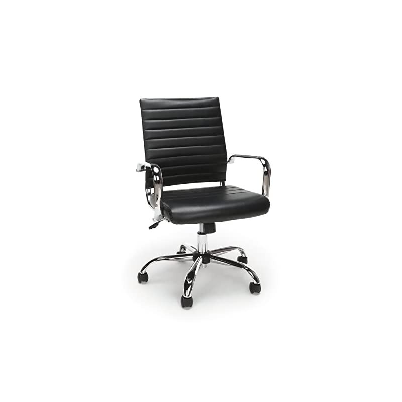 ESS Collection Soft Ribbed Bonded Leather Executive Conference Chair, in Black (ESS-6095-BLK)