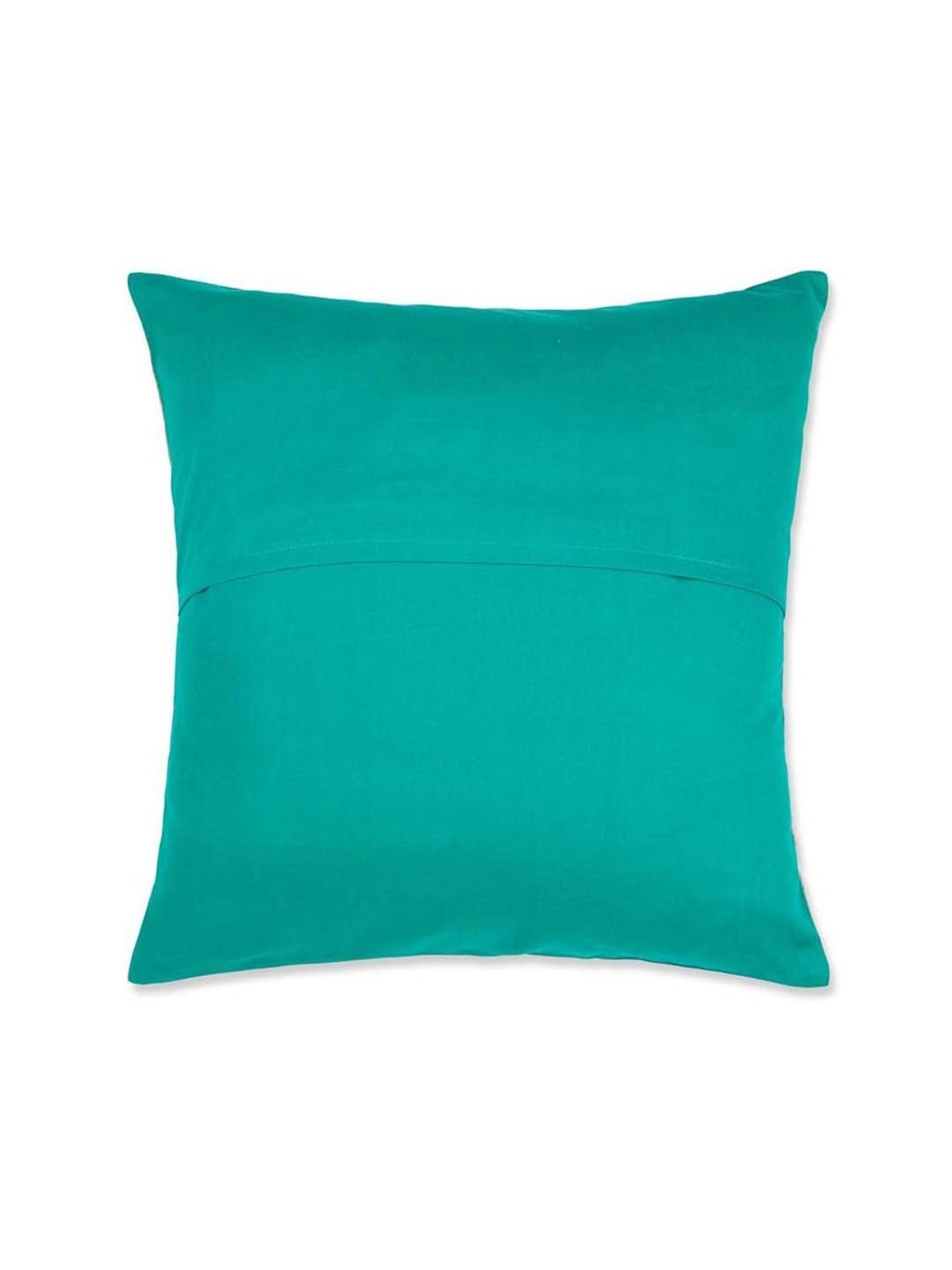 Fabindia Home Teal Cotton Silk Woven Nurvi Chanderi Cushion Cover