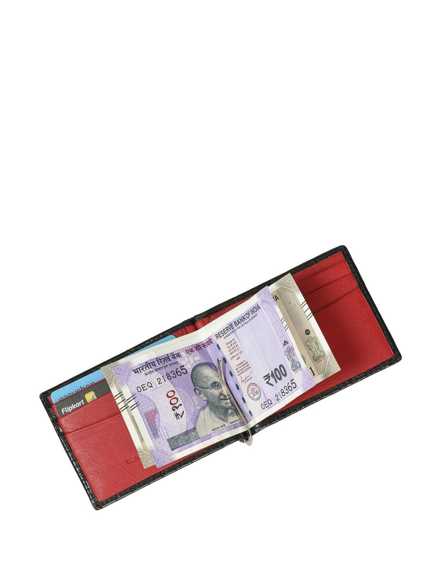 Carlton London Black Casual Leather Money Clip For Men