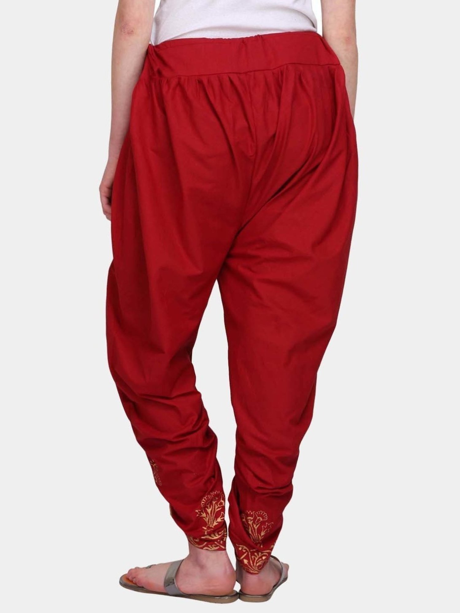 Kaanchie Nanggia Red Cotton Printed Dhoti Pants