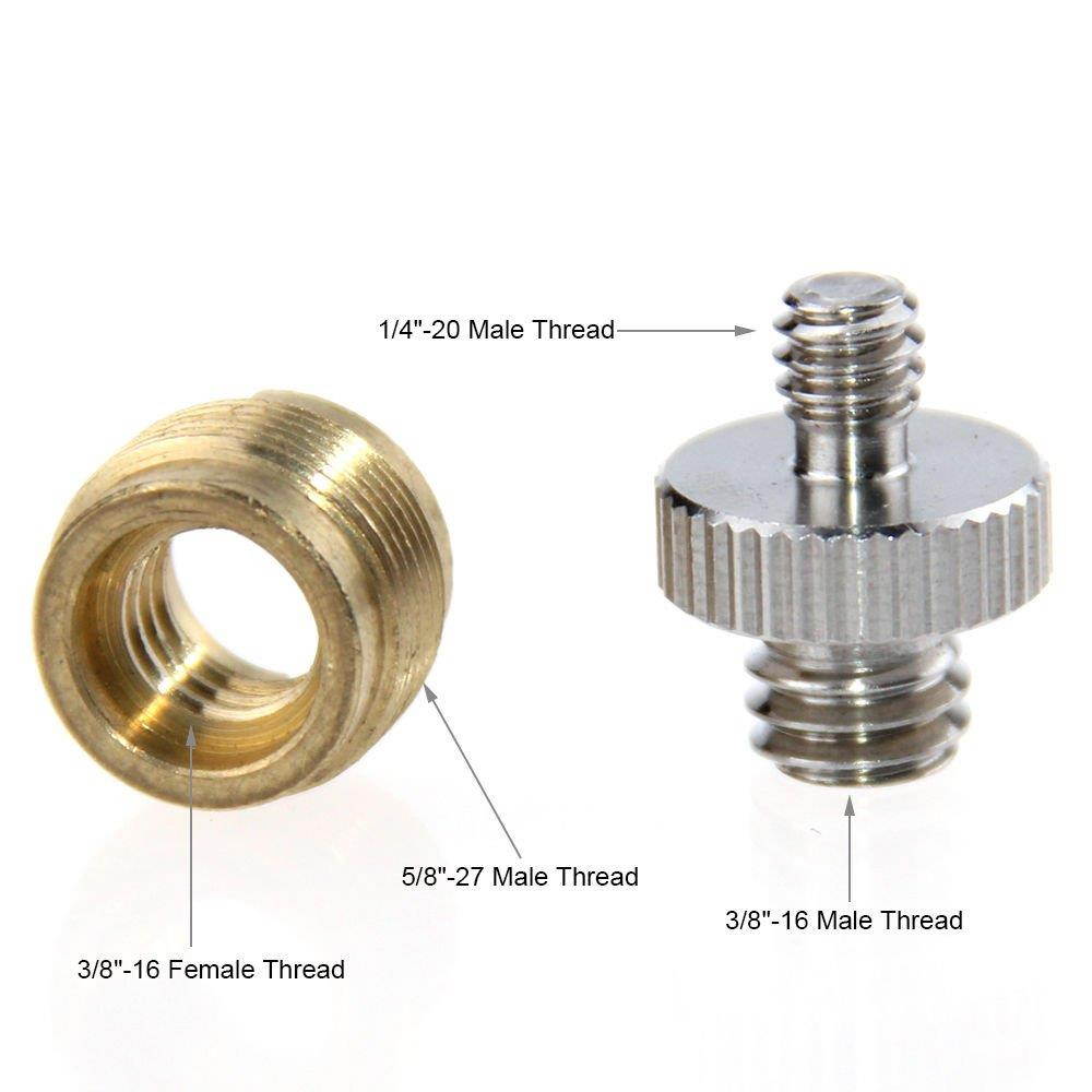 CAMVATE Mic Stand Screw 3/8" to 5/8"& Screw Thread Adapters 1/4" to 3/8"