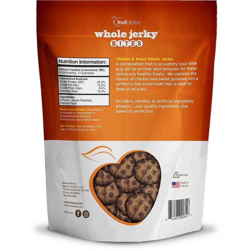 Fruitables Whole Jerky Bites Chicken and Sweet Potato Dry Dog Treats - 12oz