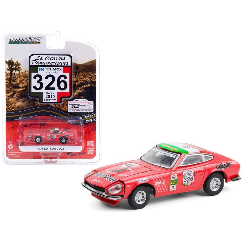 1974 Datsun 260Z #326 "Seman Baker" (Rally Mexico 2010) "La Carrera Panamericana" Series 3 1/64 Diecast Model Car by Greenlight
