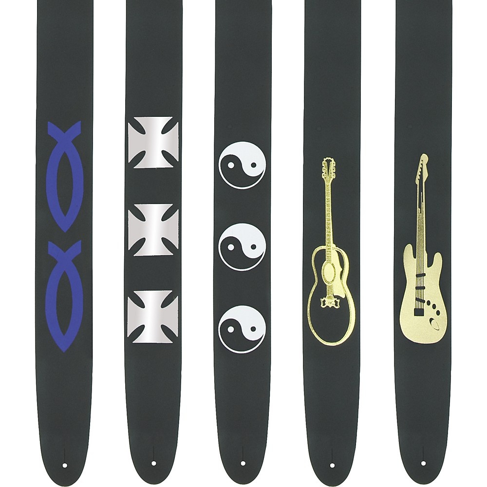 Perri's 2.5" Leather Guitar Strap with Embossed Design Blue Fish