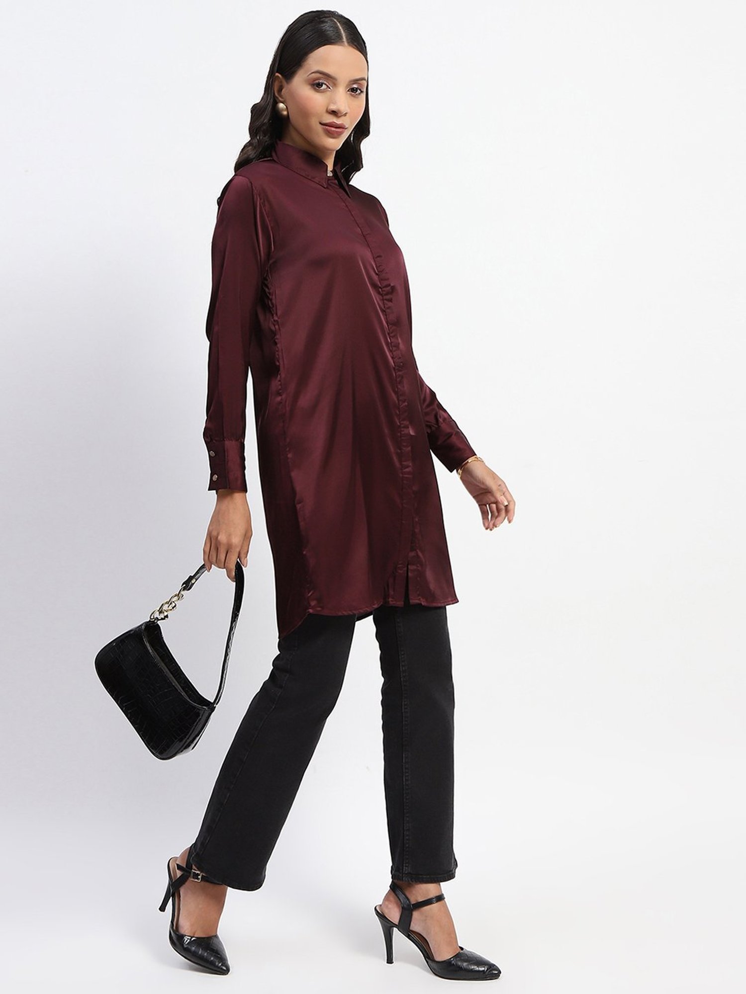 MADAME Wine Relaxed Fit Long Shirt