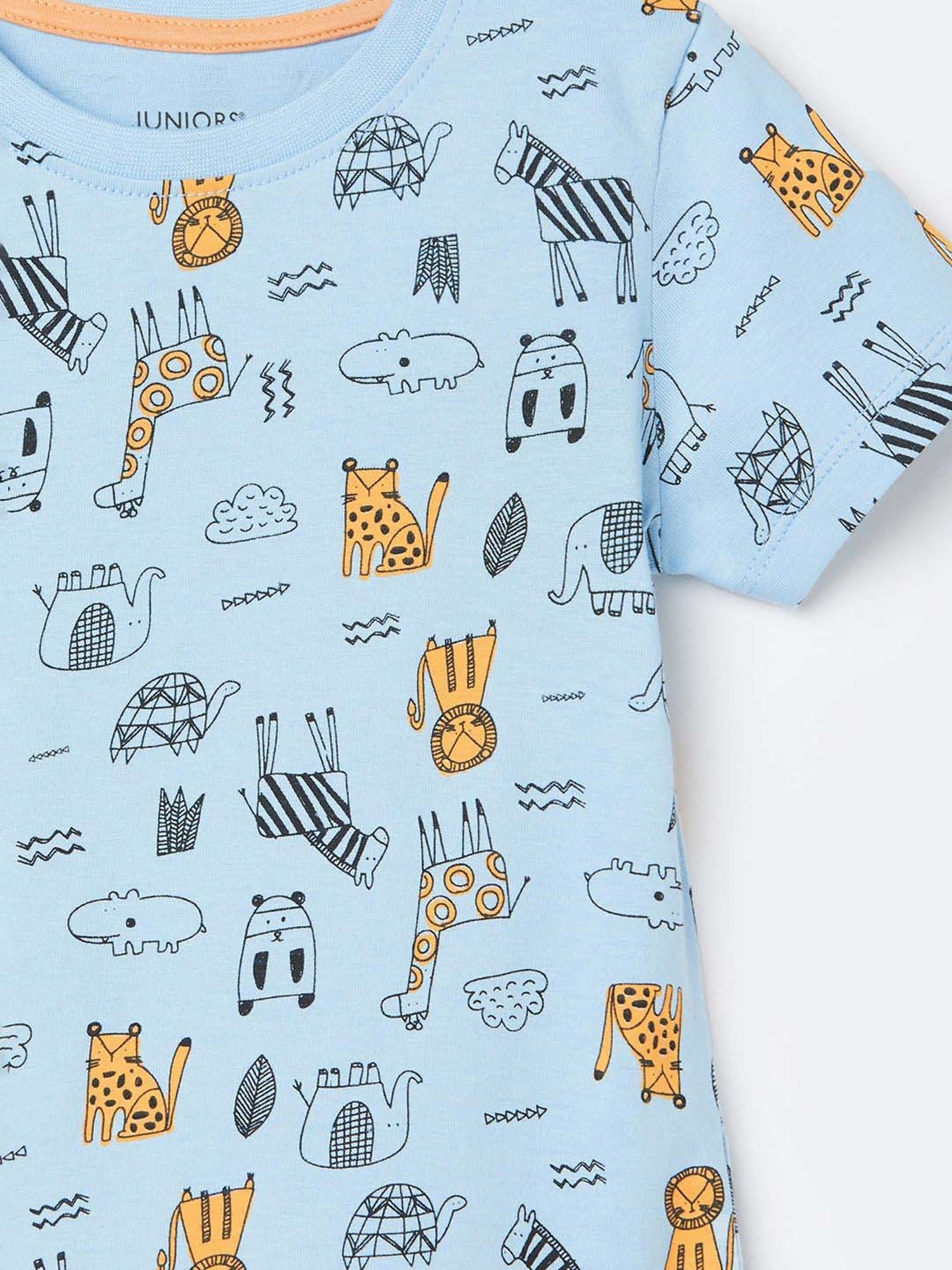 Juniors by Lifestyle Kids Light Blue Cotton Printed T-Shirt