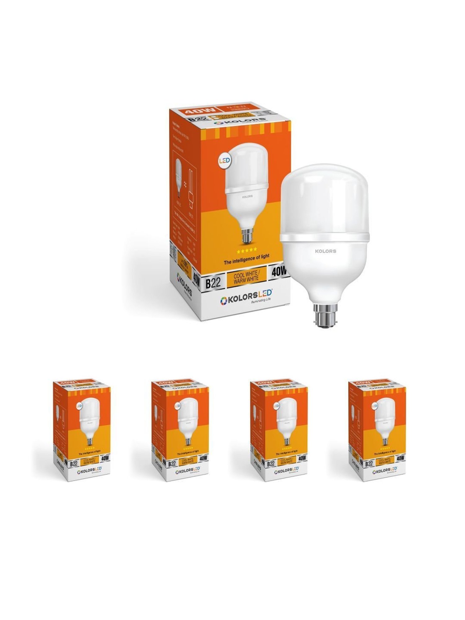 KOLORS Keeto Bulb B22 6500K 40W Pack of 5 - Cool White