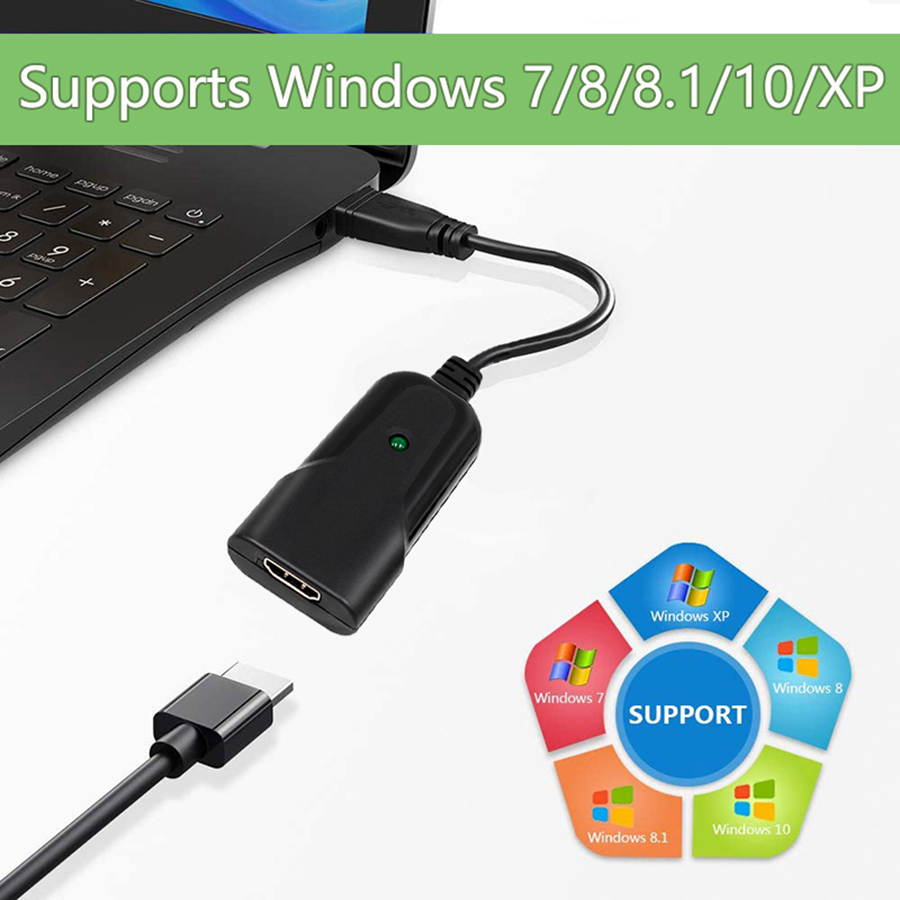 Audio Video Capture Card, HDMI to USB 1080p USB2.0 Game Grabber Record via DSLR Camcorder Action Cam for Windows,Mac OS and Linus System-Black