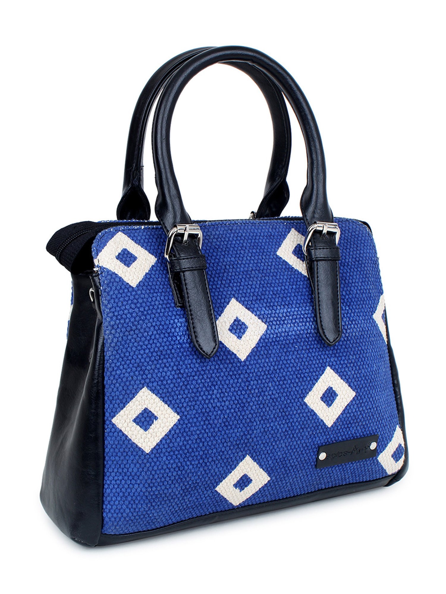 Spice Art Blue Printed Medium Satchel Handbag