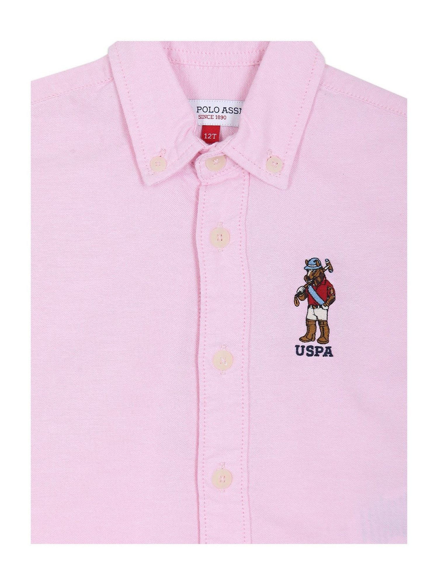 U.S. Polo Assn. Kids Pink Solid Full Sleeves Shirt