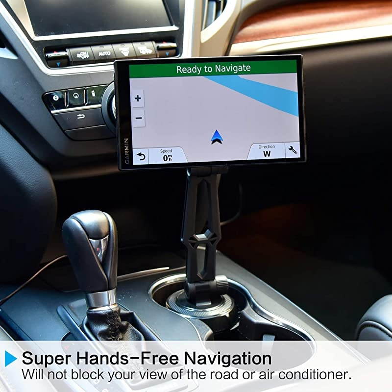 Car Mount Cup Holder with Adjustable Arm for Garmin - Replacement Cupholder Ball Mount for Garmin Nuvi Dezl Drive Drivesmart Zumo Driveassist DriveLuxe StreetPilot RV Portable Navigator