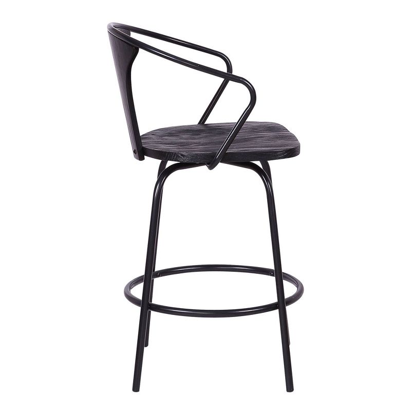 26" Payton Industrial Swivel Wood and Metal Barstool Black - Armen Living