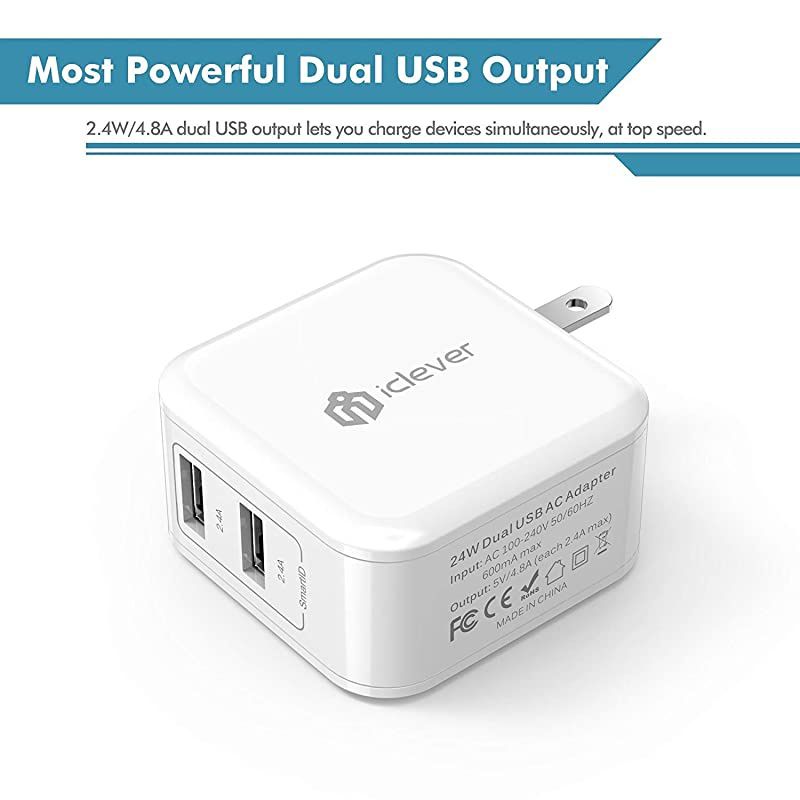 USB Wall Charger with 66 ft MFI Certified Lightning Cable 24W Dual Port  iPhone Charger Adapter with SmartID for iPhone 11XsXS MaxXRX8766SPlusSE iPad Air 2ProMini 3 and More