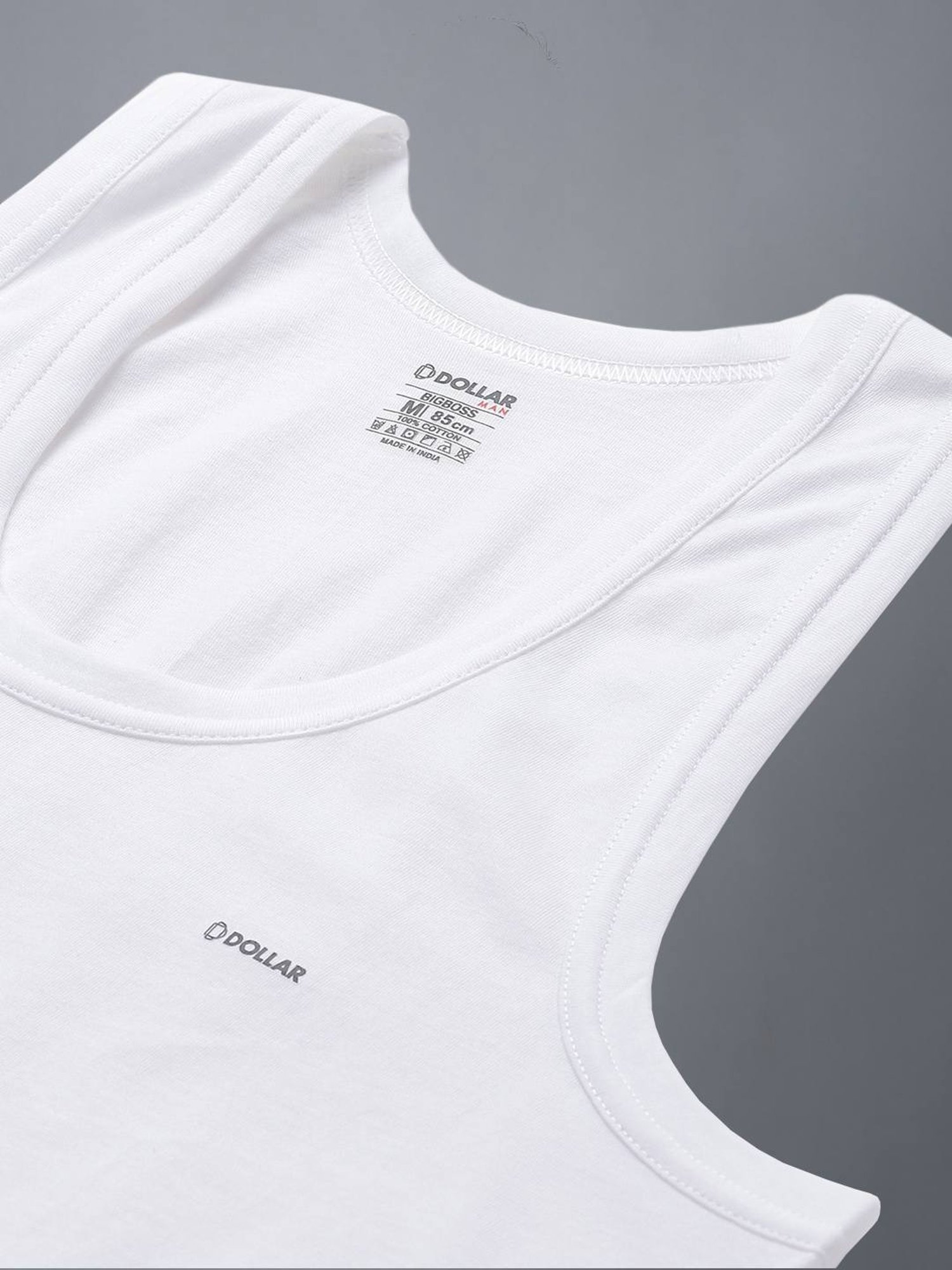 Dollar Bigboss White Cotton Regular Fit Vest - Pack Of 3