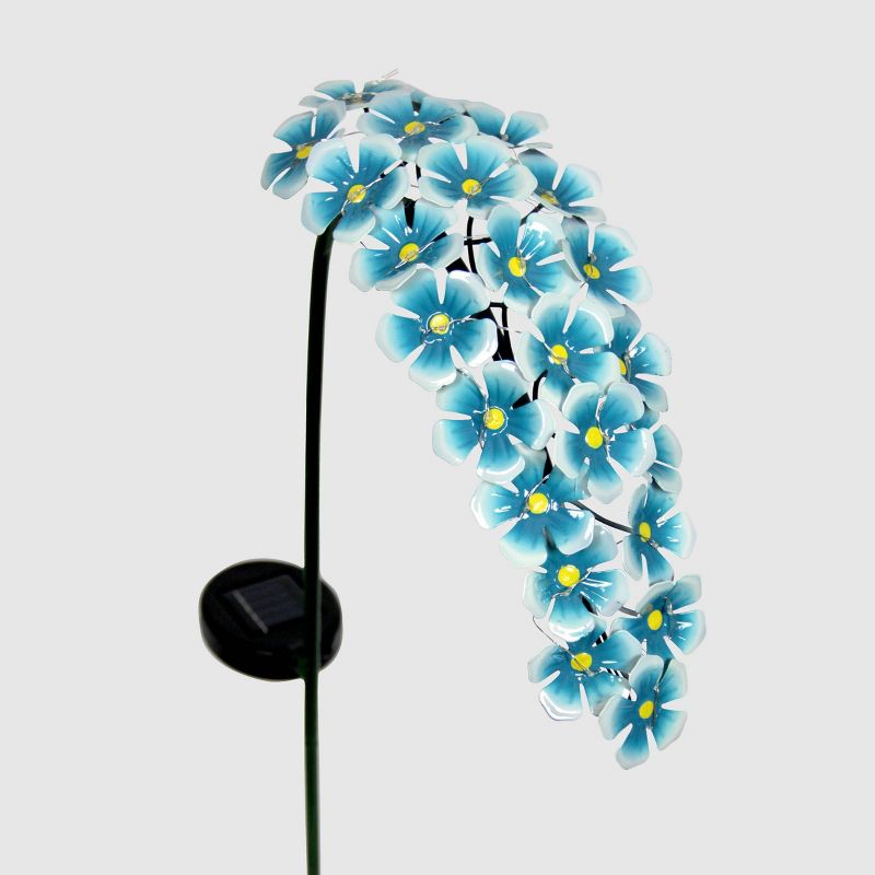 28" Solar Metal Hanging Flower Garden Stake Turquoise - Exhart