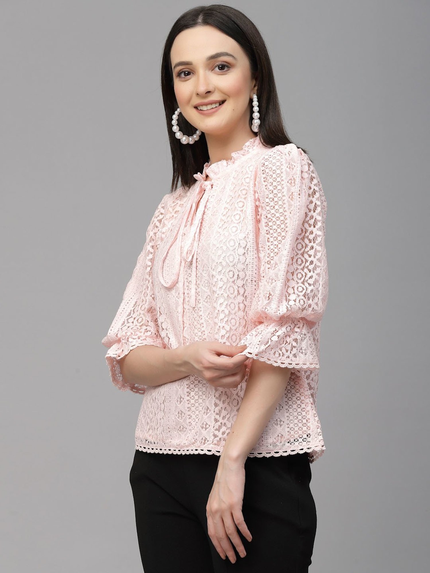 Style Quotient Peach Self Design Top