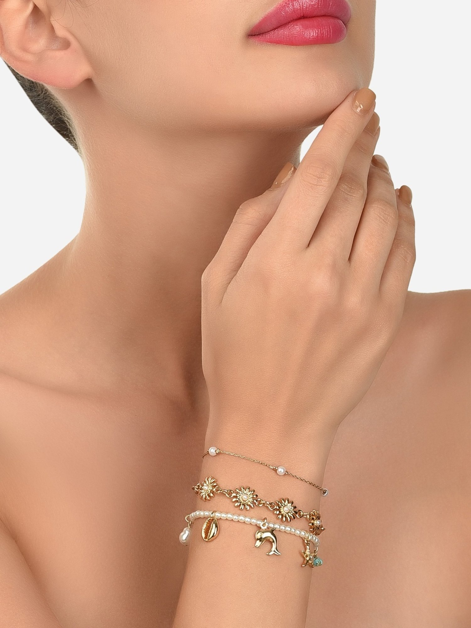 Zaveri Pearls Gold Tone Set of 3 Contemporary Vaccy Wear Bracelets-ZPFK12090