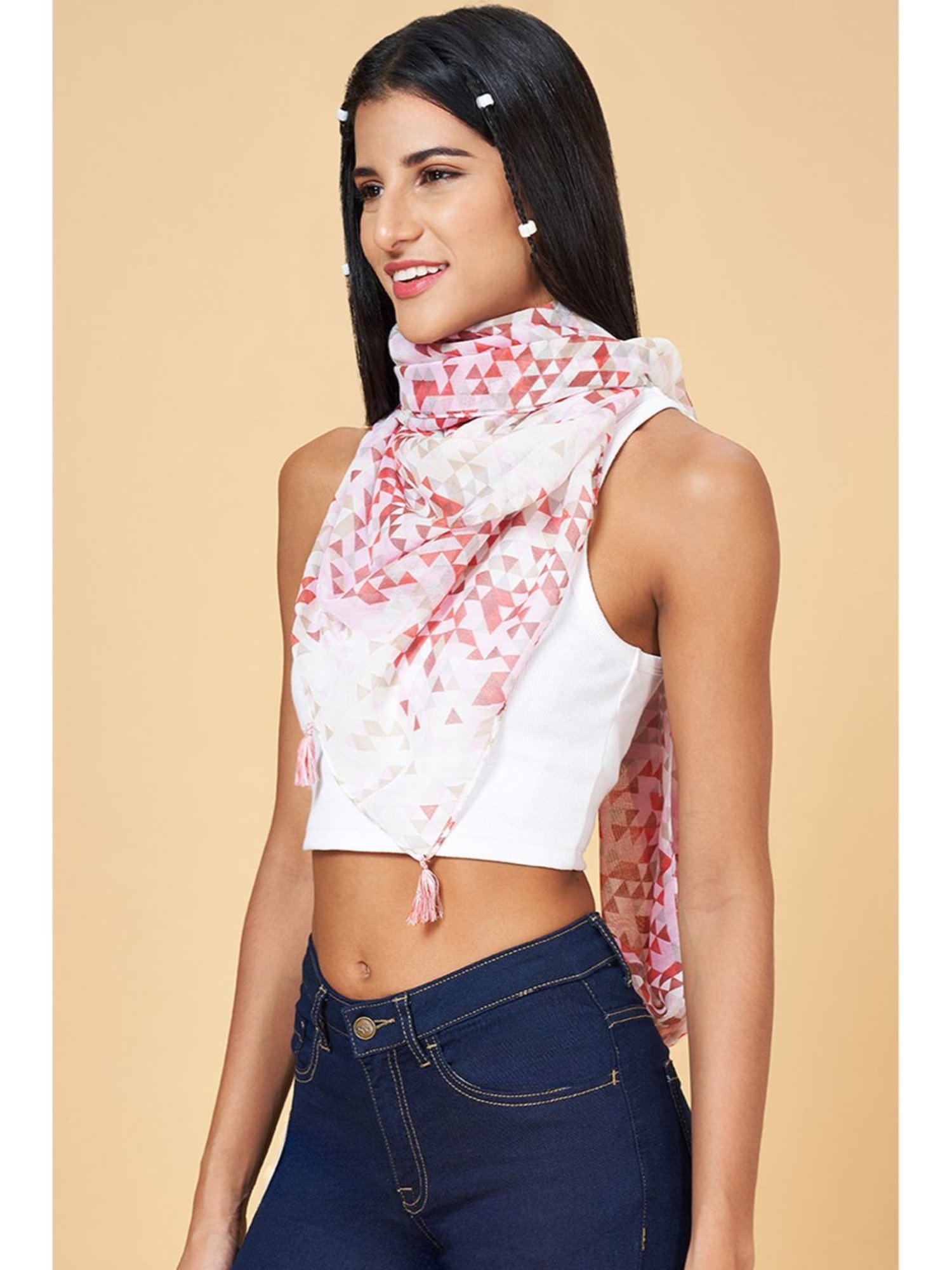 Aditi Wasan White Floral Stole