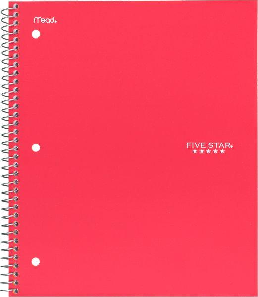 Five Star 72017 Wirebound Notebook, Legal Rule, 11 X 8 1/2, 100 Sheets, Red
