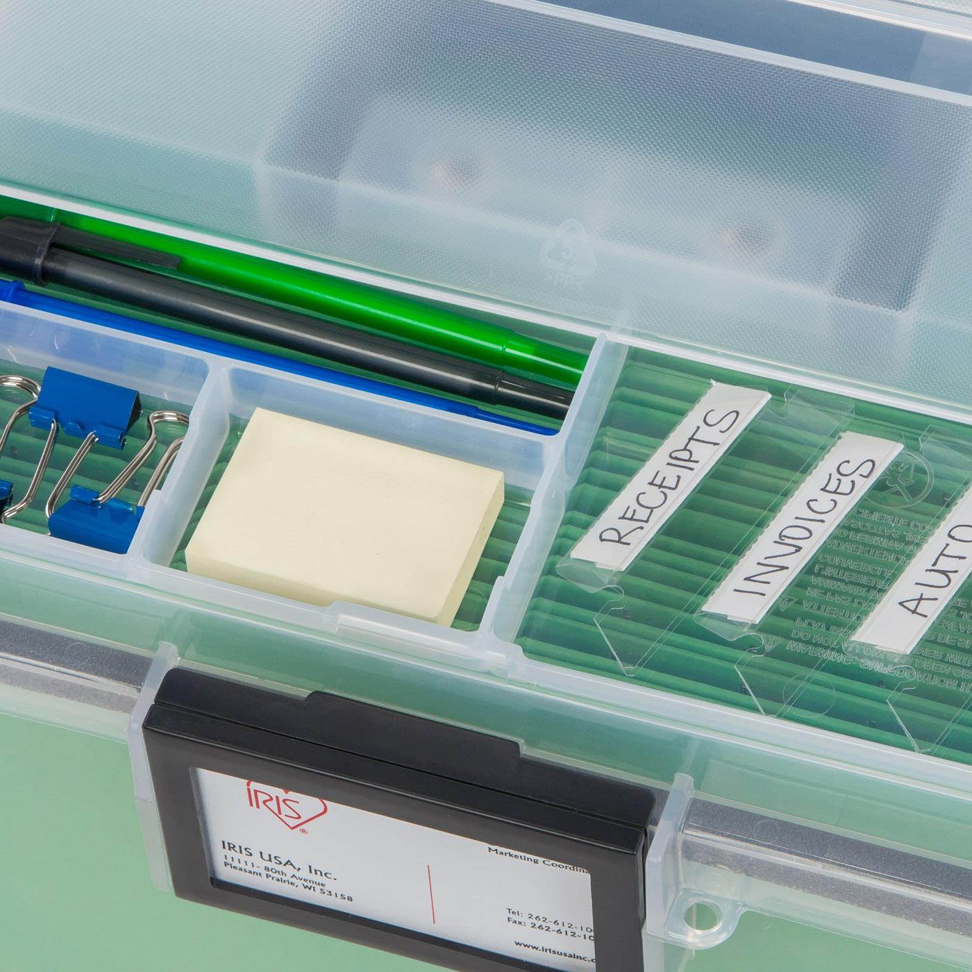 IRIS Letter Size Portable WEATHERTIGHT&reg; File Box, 4 Pack, Clear