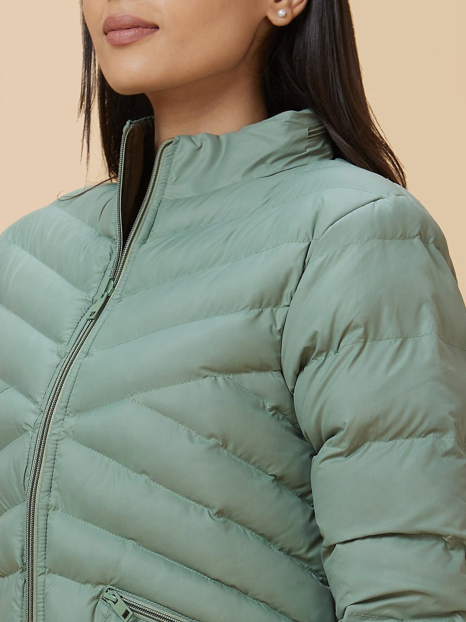 Globus Sea Green Regular Fit Puffer Jacket