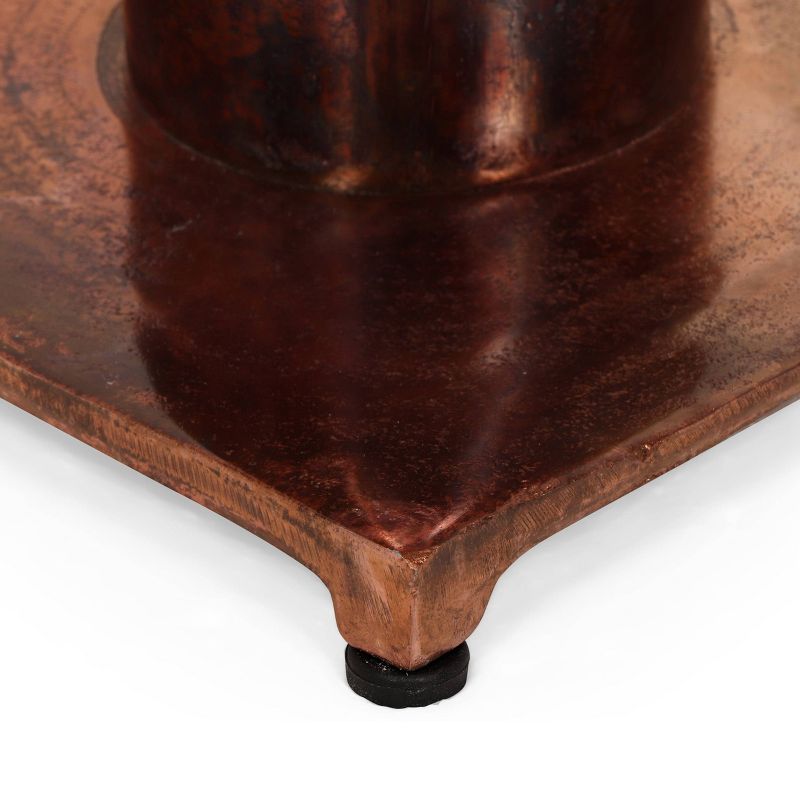 Huntley Boho Glam Handcrafted Aluminum Glass Top Propeller Side Table Burnt Copper - Christopher Knight Home