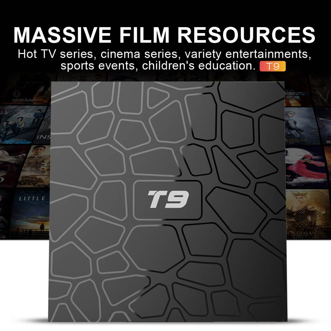 T9 4K HD Smart TV Box,1.5GHz,RK3328,4GB+32GB,Android 8.1, Built in 2.4/5.8G Band Wifi,Support the