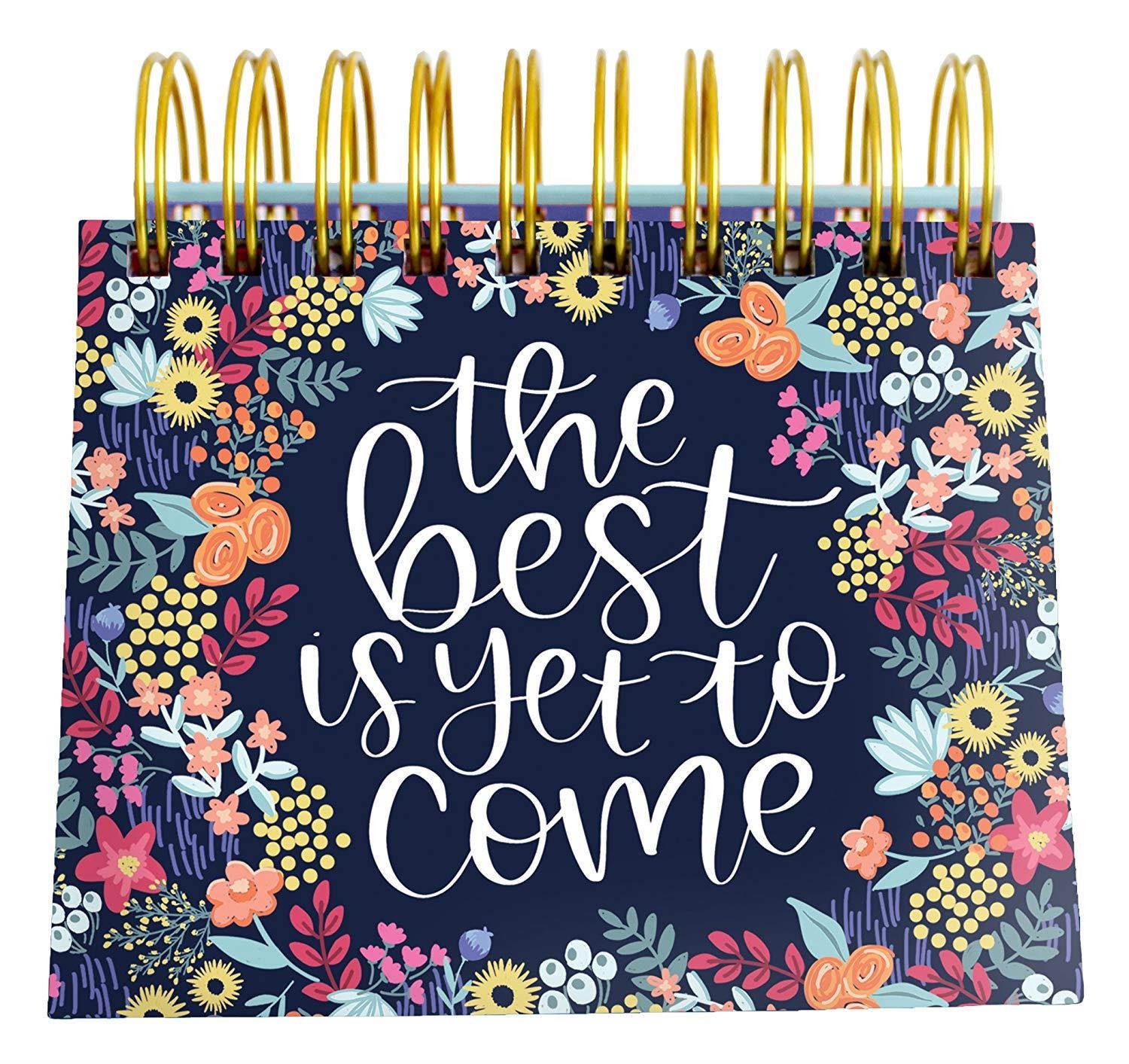Bloom Daily Planners Undated Perpetual Desk Easel/Inspirational Standing Flip Calendar - (5.25" x 5.5") (The Best is Yet to Come)