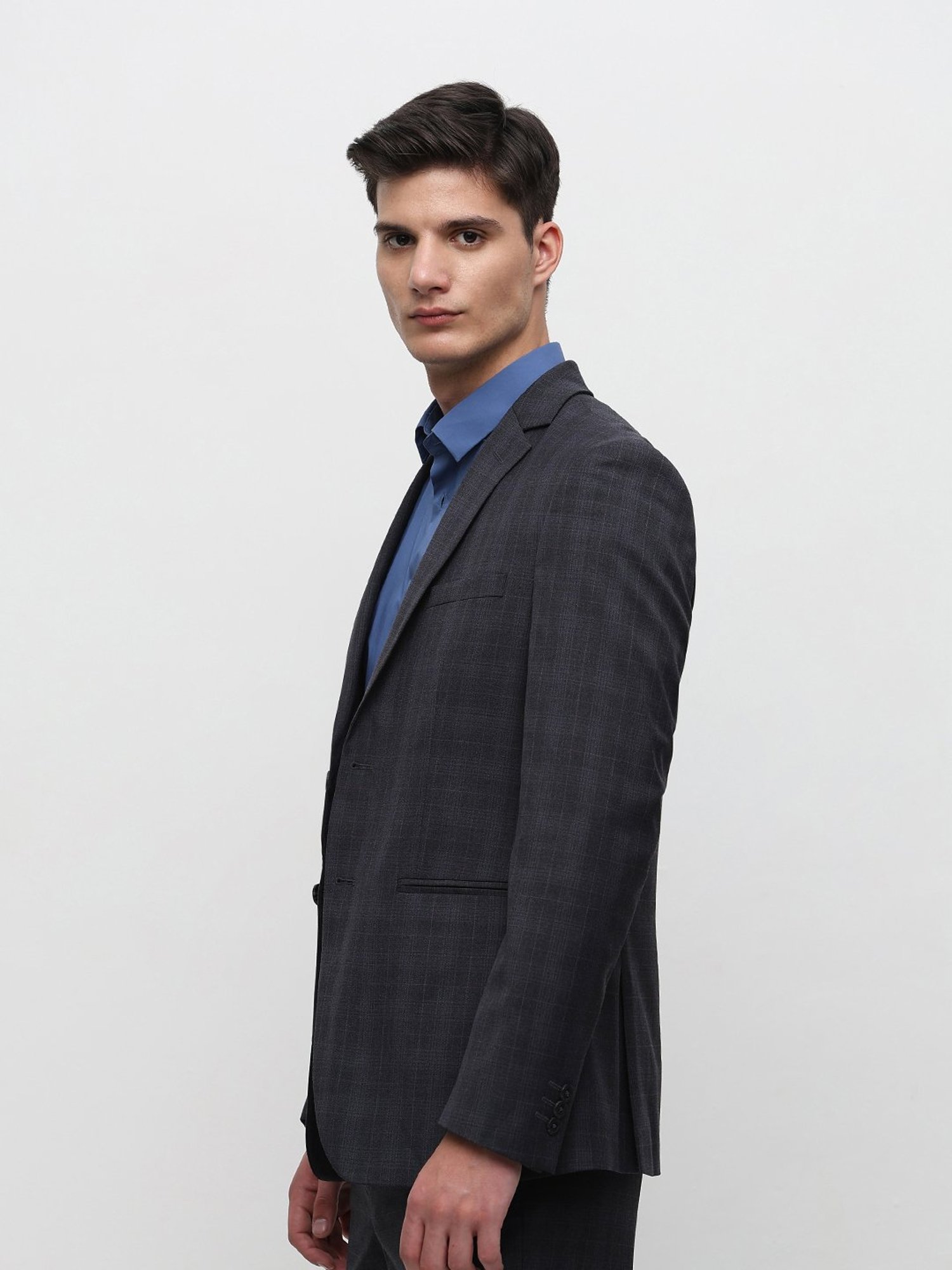SELECTED HOMME Grey Slim Fit Check Blazer