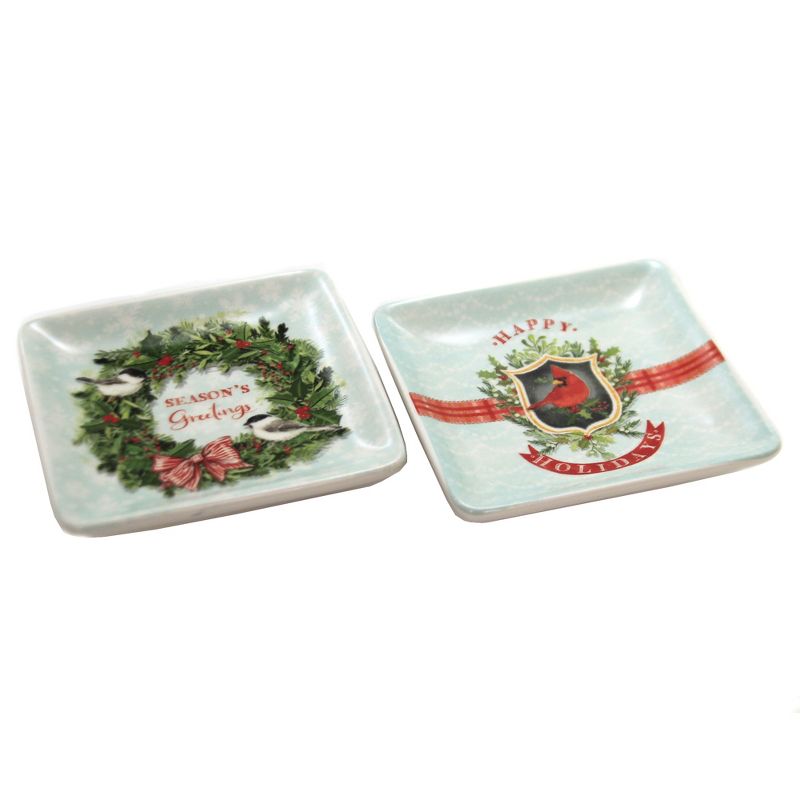 Tabletop 4.0" Season Greetings Dish Set/2 Christmas Creative Co-Op  -  Dining Plates