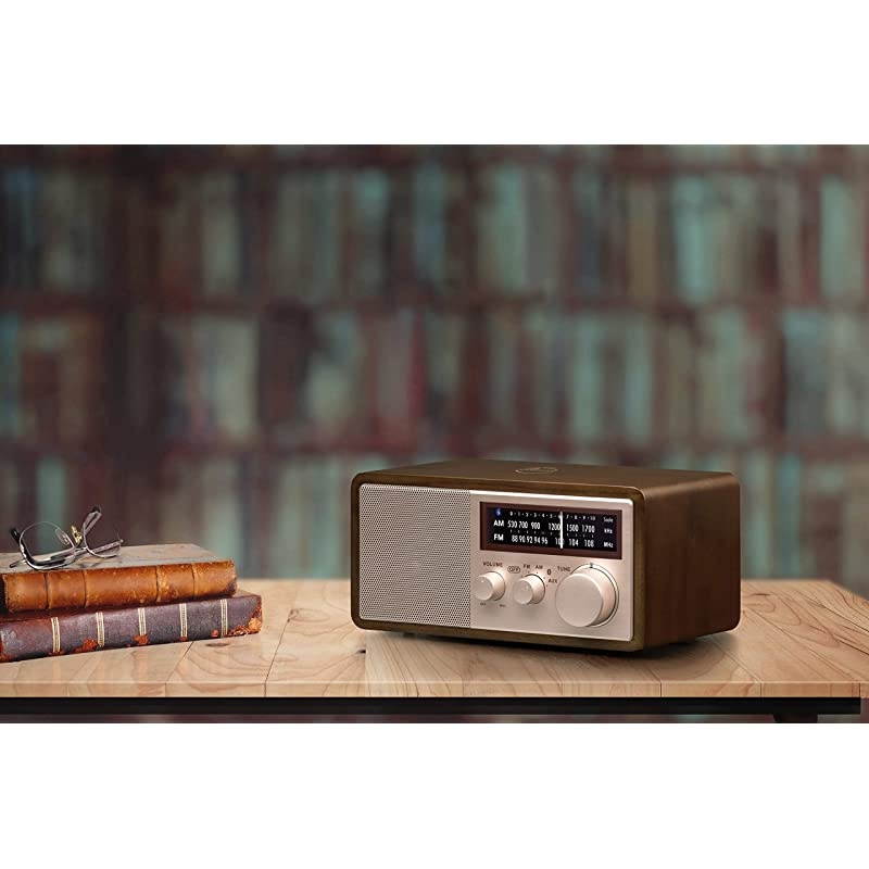WR16SE 45th Anniversary Special Edition AMFMBluetoothAuxinUSB Phone Charging Dark Walnut Wooden Cabinet Radio with Rose Gold Face Plate