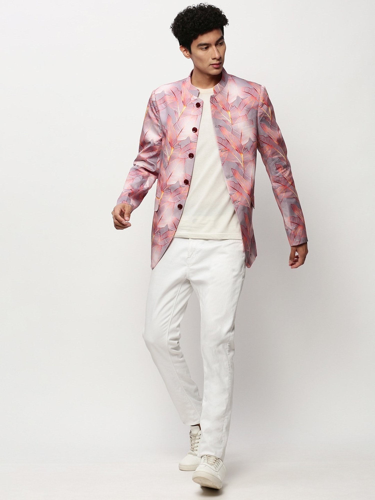 SHOWOFF Mauve Slim Fit Printed Blazer