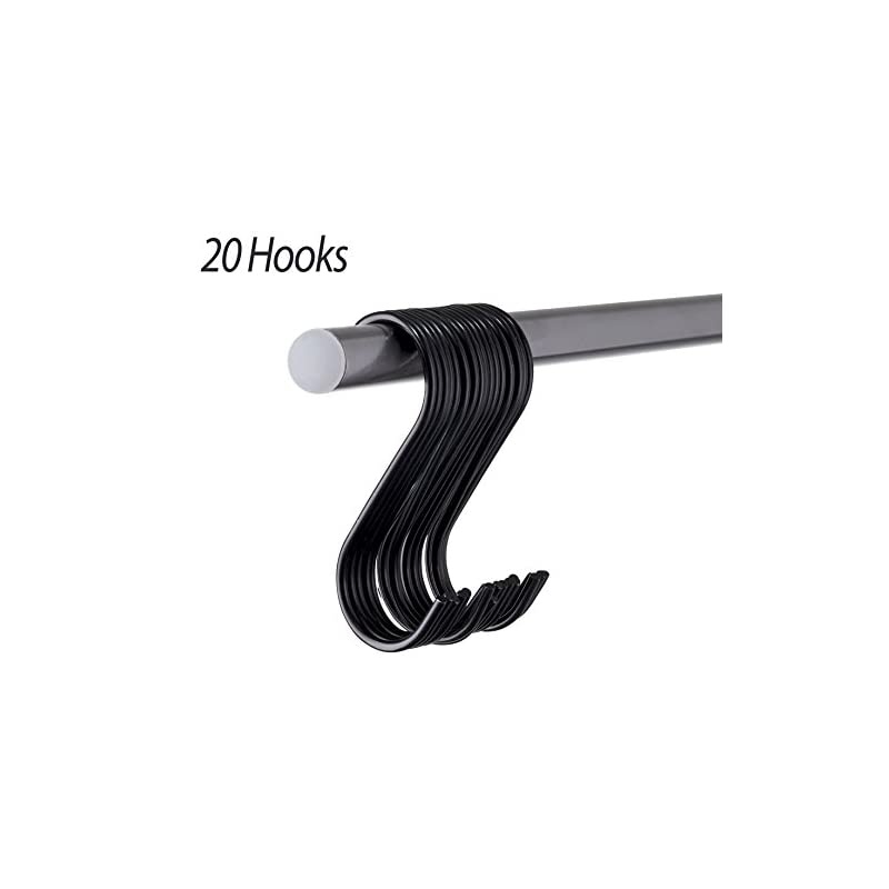 Steel S-Hook, 3.5 Inch, Black, 40-Pack S-Hooks, Utility Hooks for Hanging Pots, Pans, Mugs, Clothing, Tools, Planters, Flower Baskets, Wind Chimes, Bird Feeders and More!
