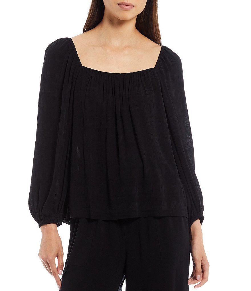 Sanctuary Square Neck Long Blouson Sleeve Sunset Top