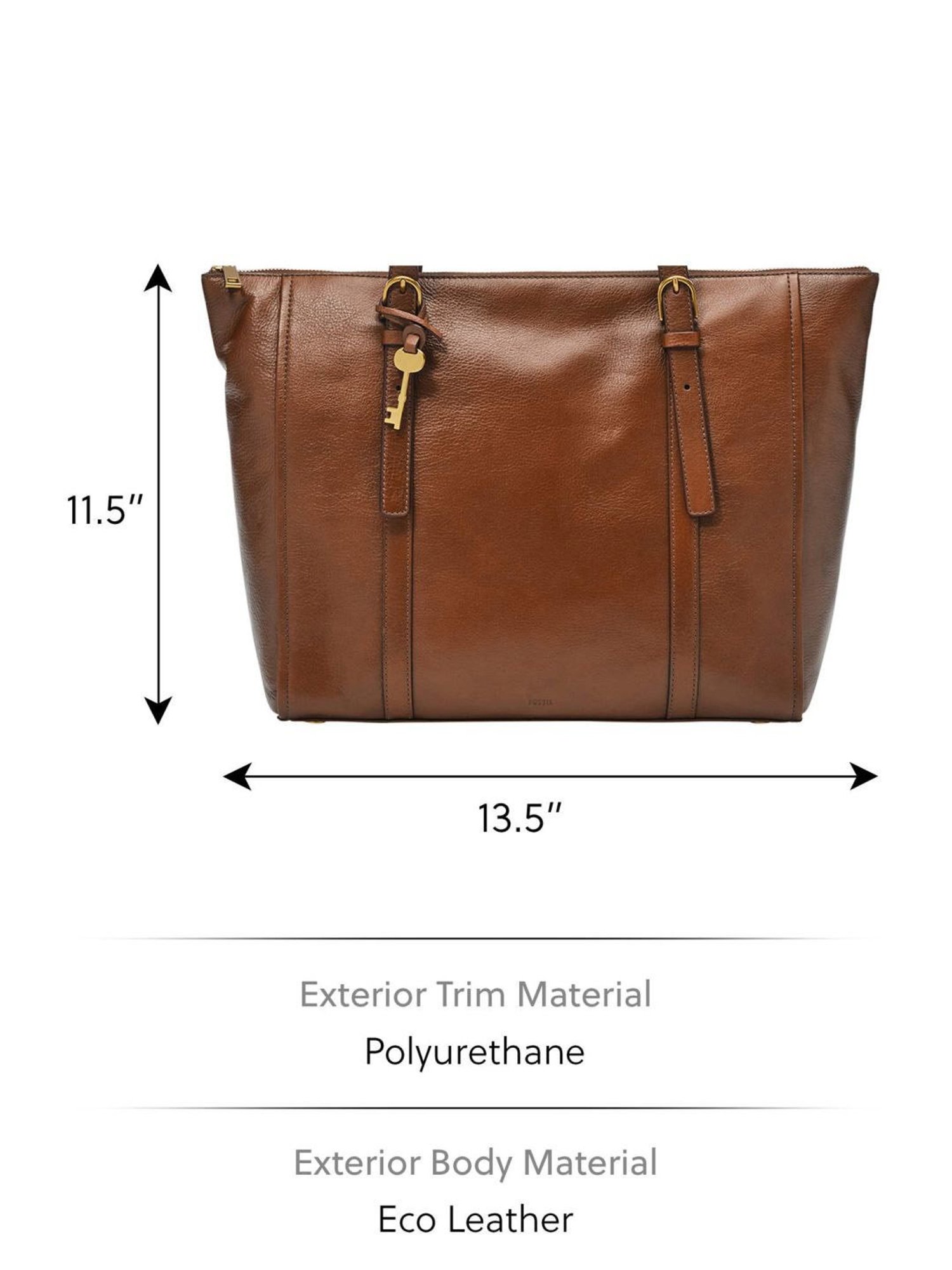 Fossil Carlie Brown Leather Solid Tote Handbag