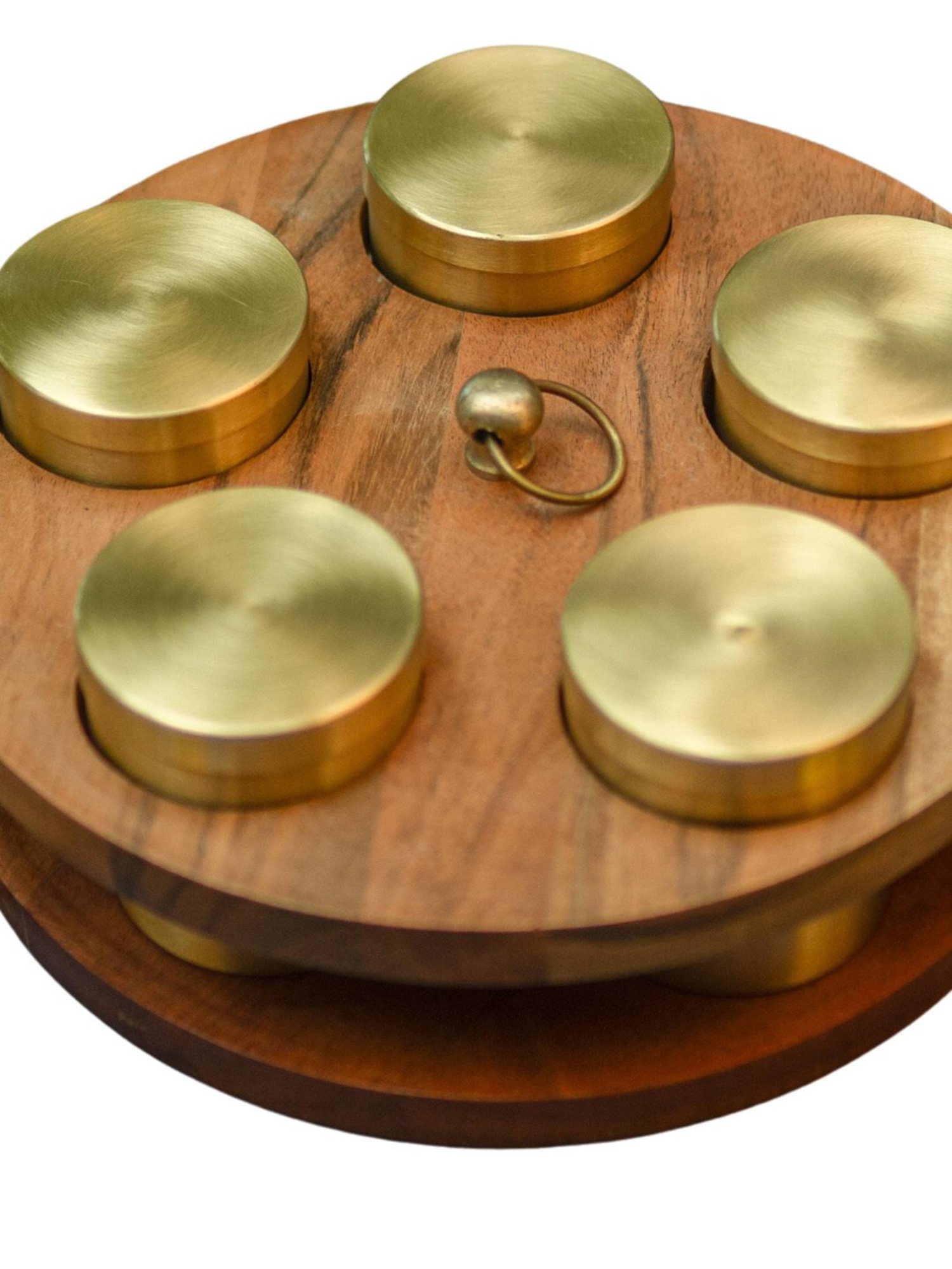 Ambi Classic Charm Pure Brass Spice Box Masala Daani With 5 Spice Containers