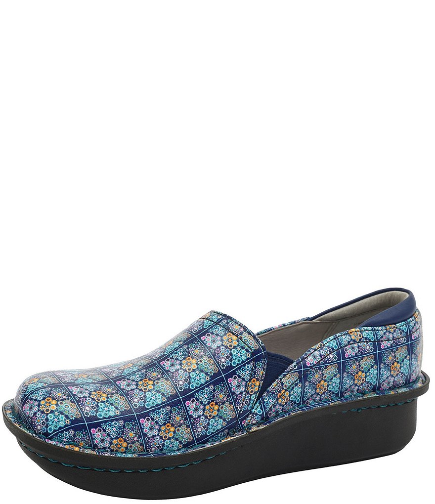 Alegria Debra Floral Print Leather Clogs