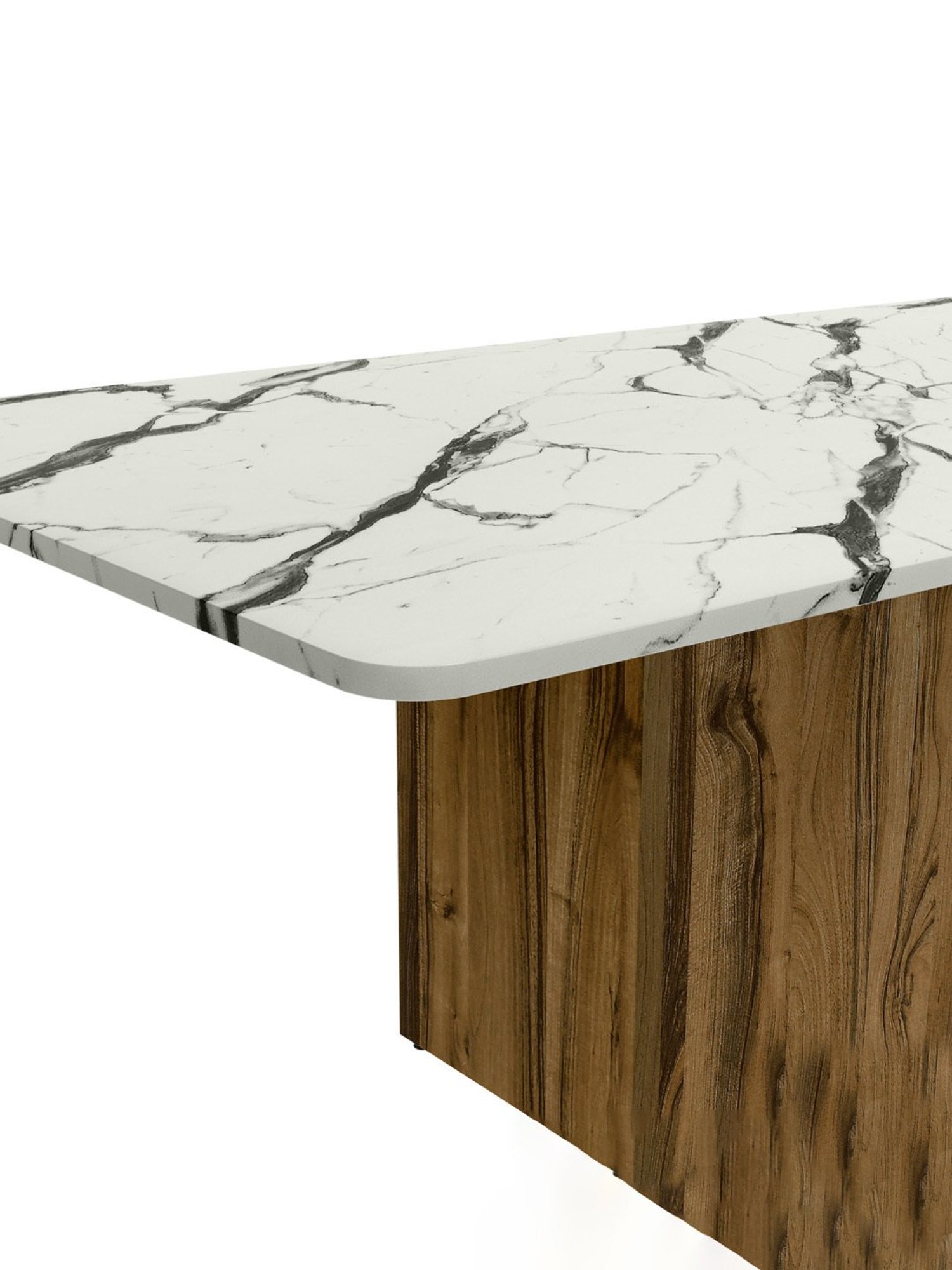 Godrej Interio Pedestal Brown & White Engineered Wood 6 Seater Rectangular Dining Table