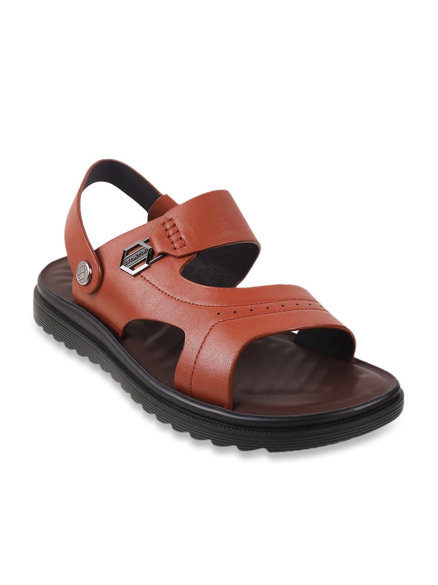 J. Fontini by Mochi Men's Brown Back Strap Sandals