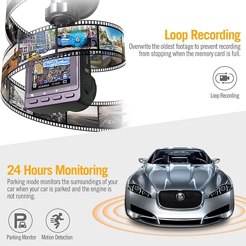 Dash Cam with 32GB SD Card 1296P FHD Mini Car Driving Recorder Vehicle Dashboard Camera GSensor Loop Record WDR Parking Monitor Night Vision