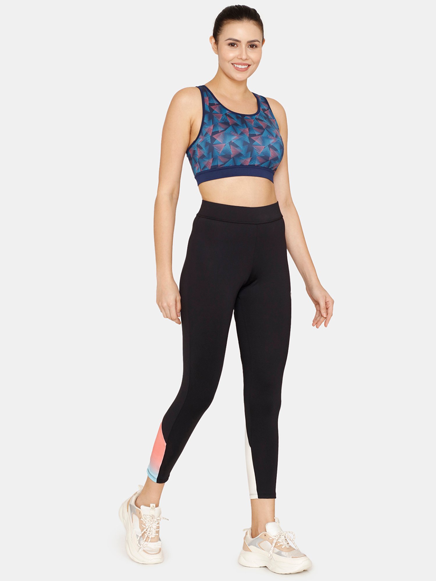 Zelocity by Zivame Blue Printed Sports Bra